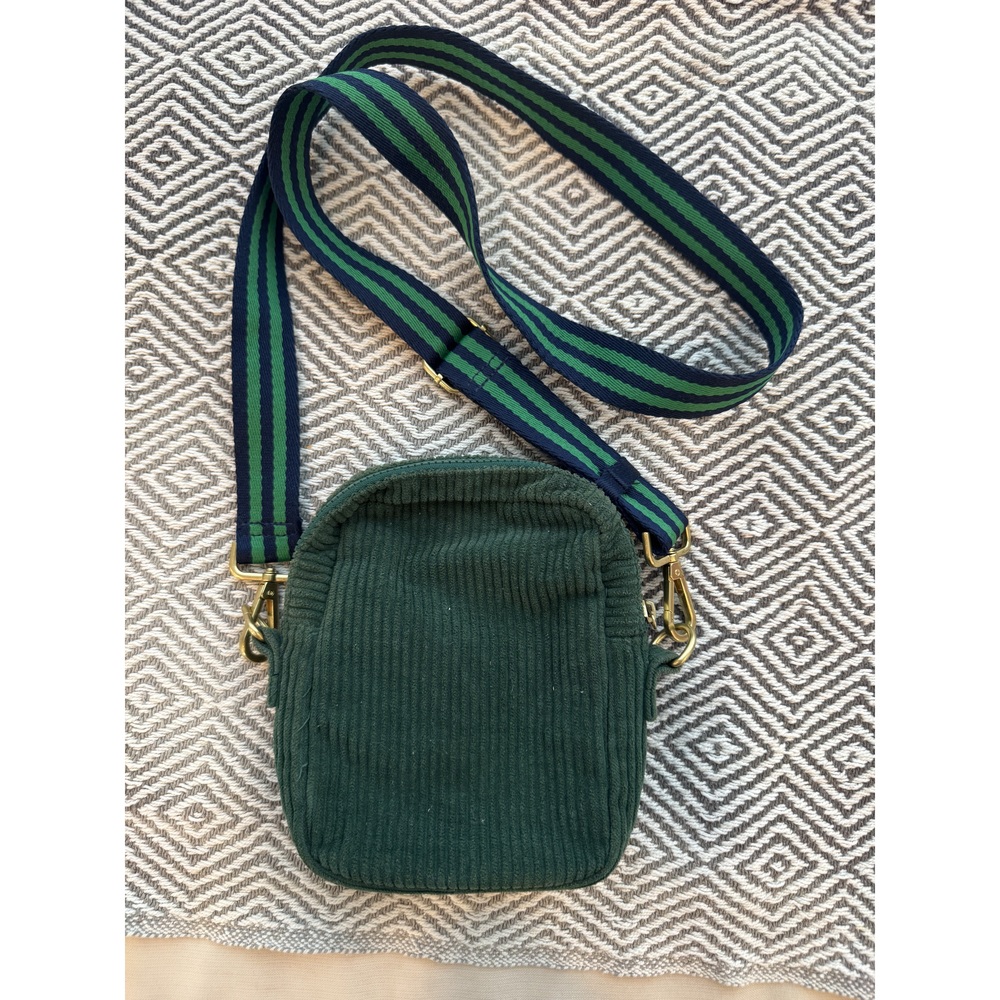 Rowing Blazers Green Corduroy Crossbody Bag with Blue Green Strap